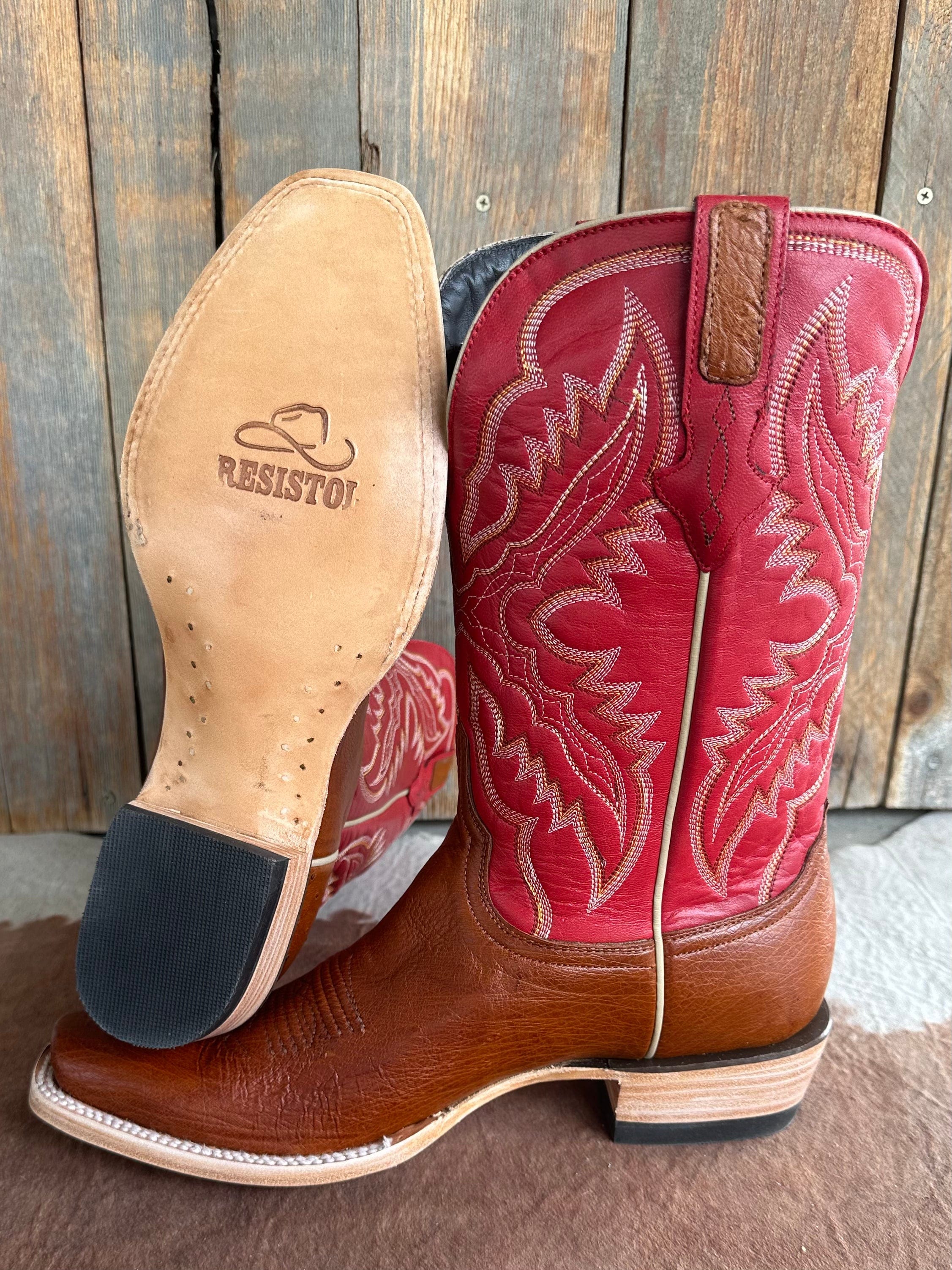 Smooth Ostrich Red Resistol Cowboy boot