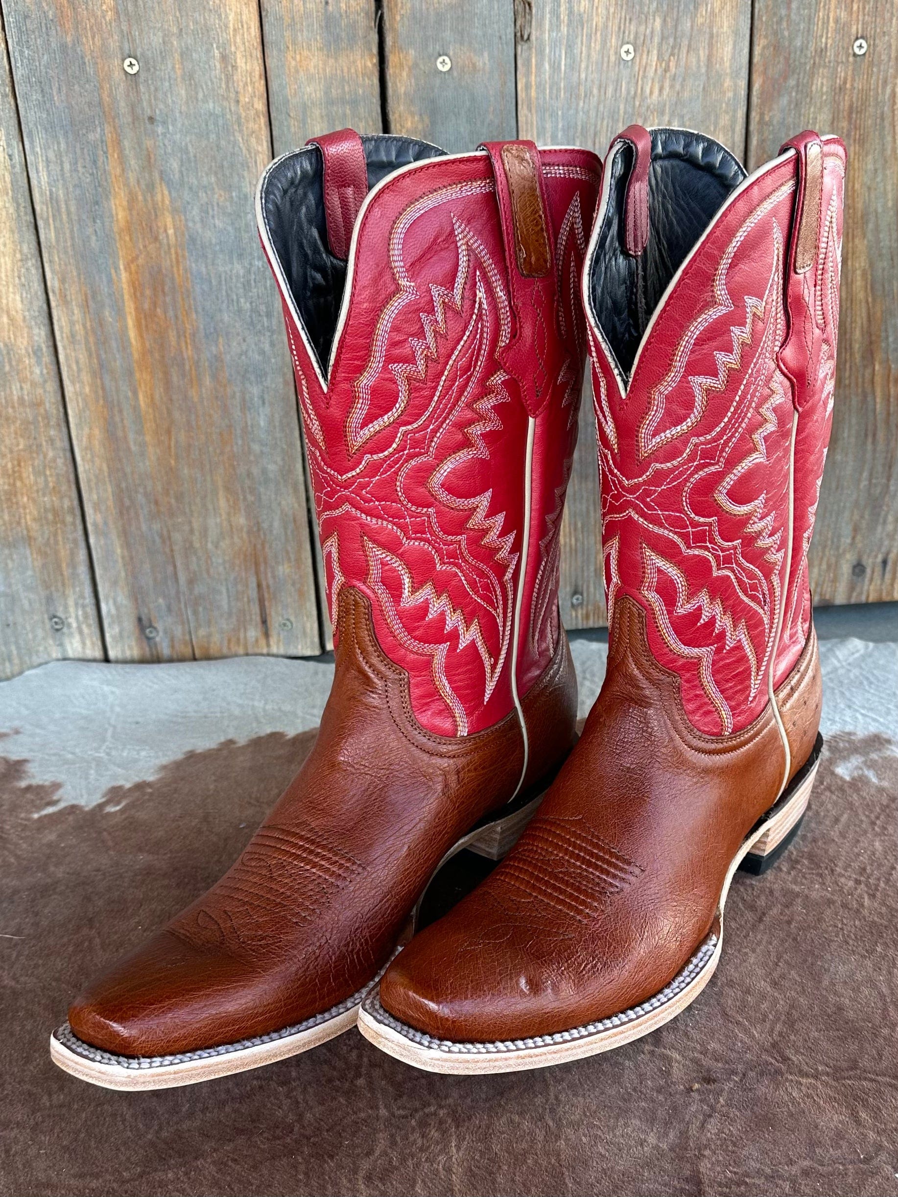 Smooth Ostrich Red Resistol Cowboy boot